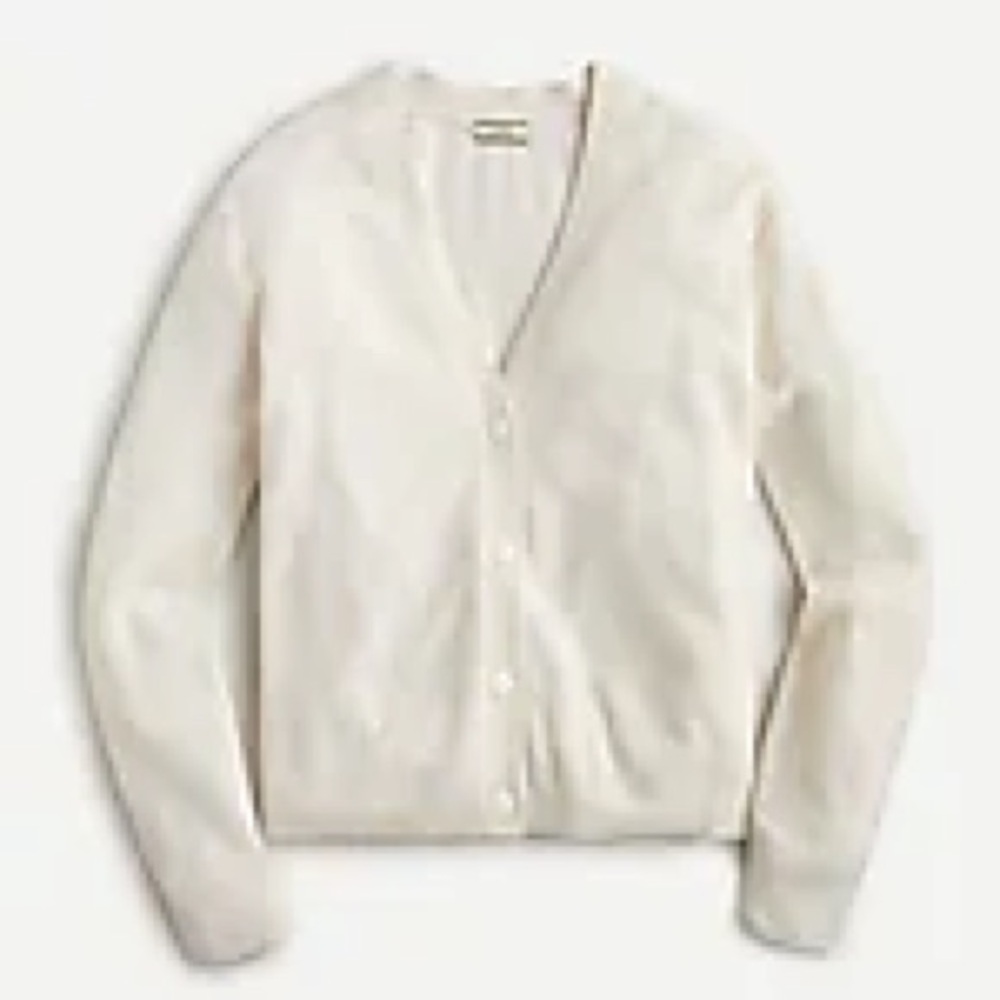 J. Crew Ivory V-Neck Button Cardigan